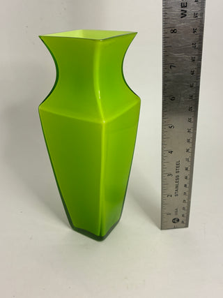 Mid-Century Cased Glass Vase, Chartreuse Green