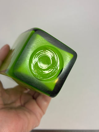 Mid-Century Cased Glass Vase, Chartreuse Green