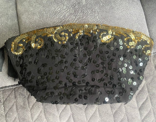 Black and gold sequin clutch purse