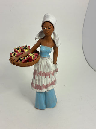 Caribbean/Latin Folk Art Terracotta Market Woman Figurine