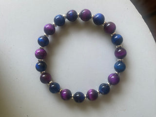 Purple & galaxy tiger eye beaded bracelet