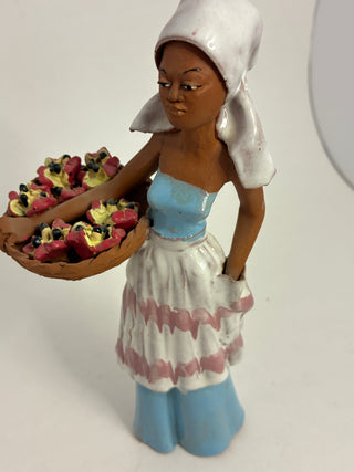 Caribbean/Latin Folk Art Terracotta Market Woman Figurine