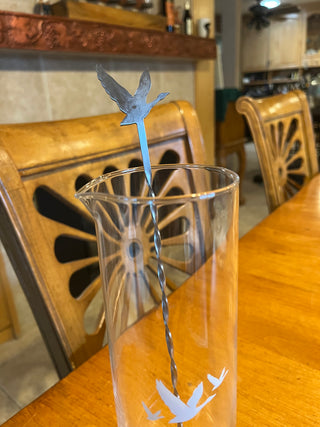 (Set of 4) Grey Goose Vodka Carafe, Two Glasses and  Matching Steel Spoon