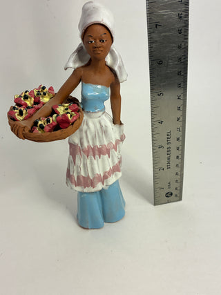 Caribbean/Latin Folk Art Terracotta Market Woman Figurine