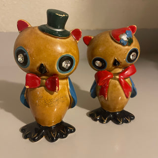 5.5" Vtg Lefton Kitchy Owls Salt & Pepper Shaker Set--SP