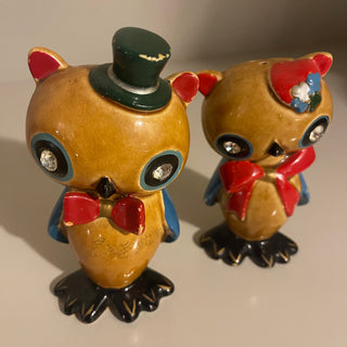 5.5" Vtg Lefton Kitchy Owls Salt & Pepper Shaker Set--SP