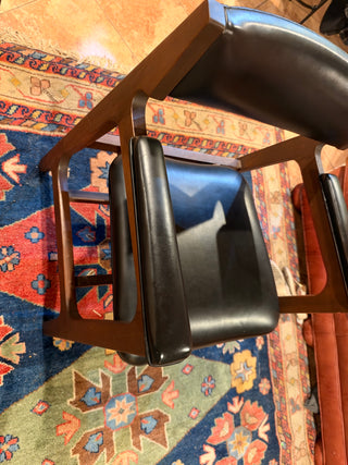 Vintage Gunlocke Mid-Century Modern walnut black arms Chair – Walnut Arms & Black Upholstery