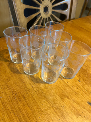 Floral Etched Juice Glass  Each RSV