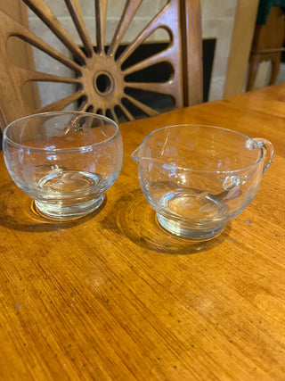 Set of 2 Princess House Etched Creamer and Sugar Bowl RSV