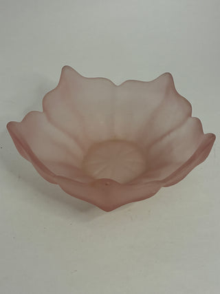 Frosted Pink Glass Lotus Bowl