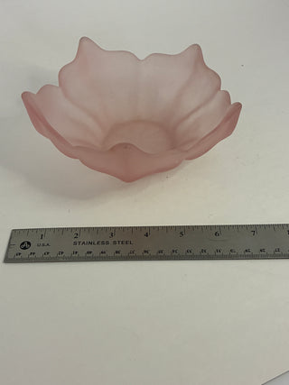 Frosted Pink Glass Lotus Bowl