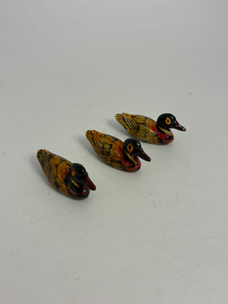 Miniature Wood Duck Figurines, Set of 3