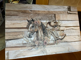 Custom Designed Floral Horse And Cow Girl Wall Art RSV