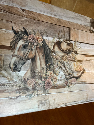 Custom Designed Floral Horse And Cow Girl Wall Art RSV