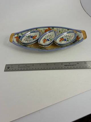 Hand Painted Japanese Open Salt Cellar Set