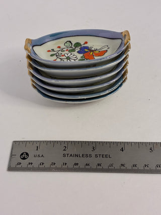 Hand Painted Japanese Open Salt Cellar Set