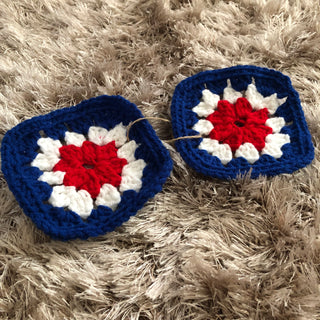 RWB Crochet Coasters 2 pcs