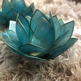 Turquoise Capiz Lotus Candle Holder