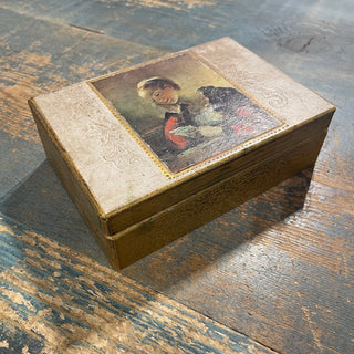 8"5" Vtg Japan Gilt Wood Jewelry Box--SP