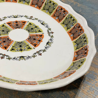 12" Vtg Syracuse China Coral & Jade Oval RW - SP
