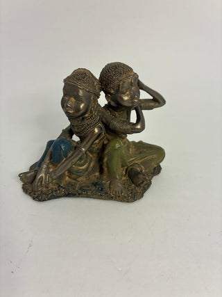 African Women Figurine, Cold-Painted Resin