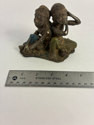 African Women Figurine, Cold-Painted Resin