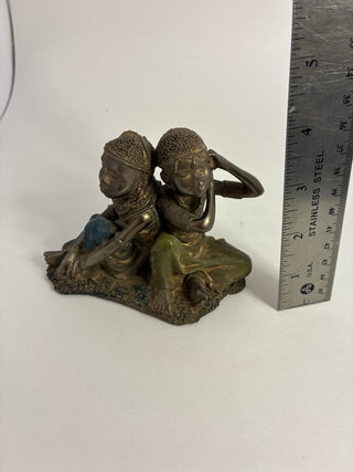 African Women Figurine, Cold-Painted Resin