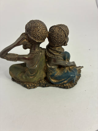 African Women Figurine, Cold-Painted Resin