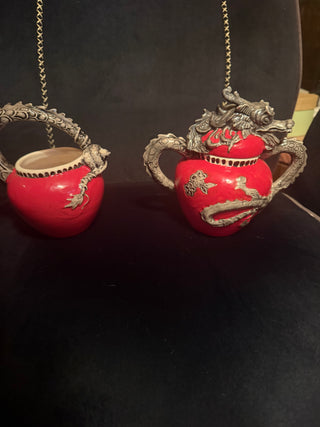 Clayworks Red Dragon Sugar and Creamer set