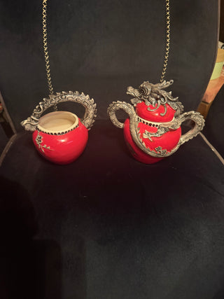 Clayworks Red Dragon Sugar and Creamer set