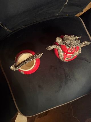 Clayworks Red Dragon Sugar and Creamer set
