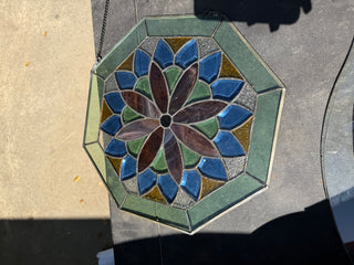 stained glass floral octagon suncatcher