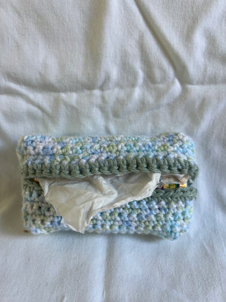 hand made crochet travel tissue holder