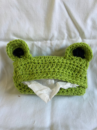 tissue holder, crochet, frog