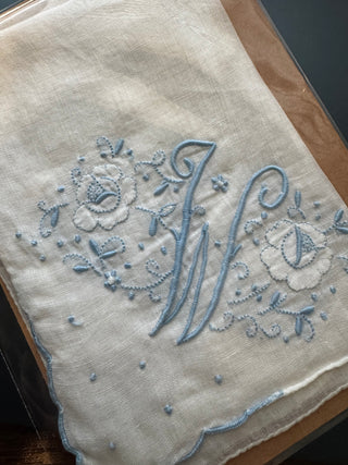 VTG Monogram Letter "W" Handkerchief - 11.5”