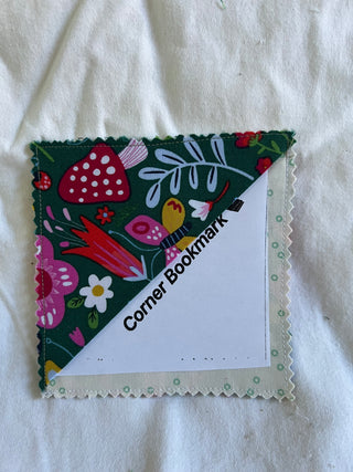 green homemade corner bookmark