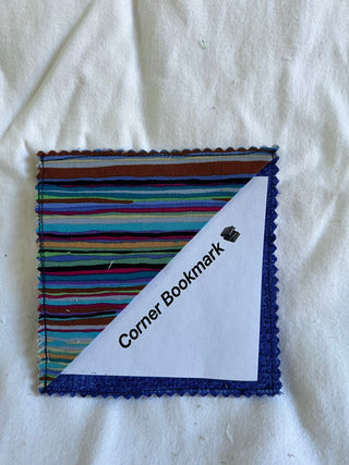 blue strip homemade  corner bookmark