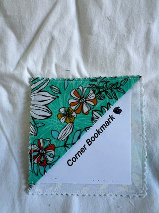 green flower corner bookmark handmade