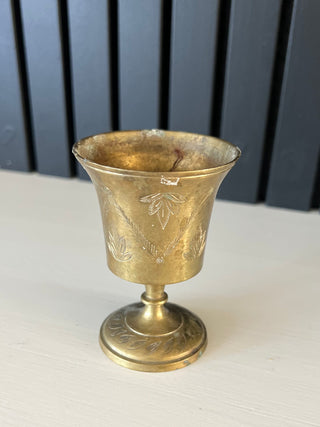 Vintage etched brass goblet