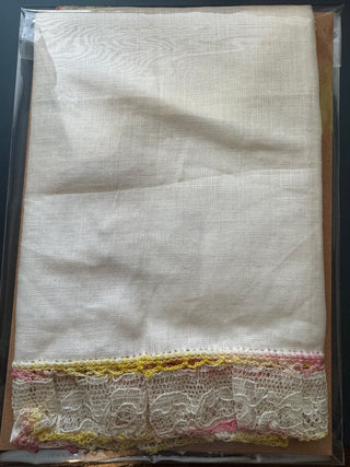 VTG Lace Border Trim Handkerchief - 13.5”