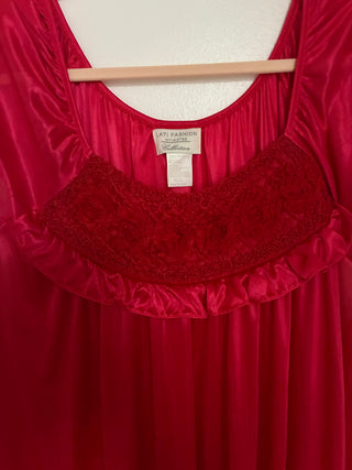Lati Fashion Red Satin Nightgown – XXXL