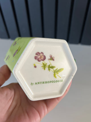Anthropologie green floral mug
