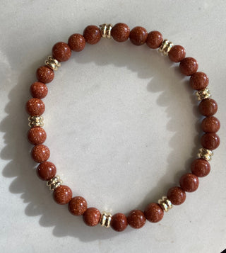 Goldstone/gold beaded bracelet