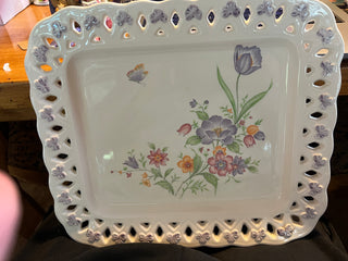 Tosho Japan Floral Open Lattice Platter RSV
