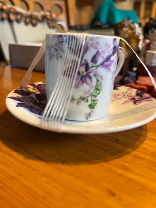 Mini Purple Floral Cup and Saucer (set of 1 cup and 1 saucer) RSV