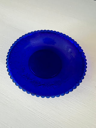Vintage cobalt pressed glass cup plate