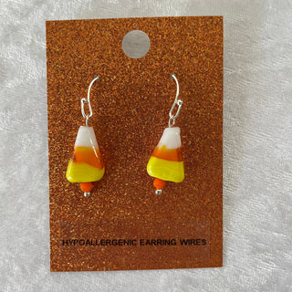 Halloween earrings, candy corns w/ orange beads