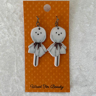 Halloween earrings, ghost lollipops