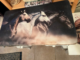 Farmhouse Rustic Horse Custom Designed Antique Table RSV