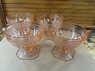 Vintage Rose Depression Era Dessert Cups (set of 4)